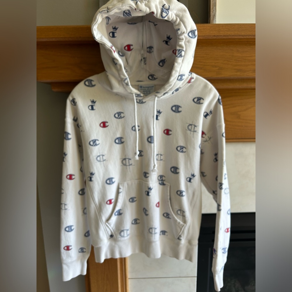 Champion Unisex Reverse Weave Pullover All Over Print Oxford Hoodie, Medium